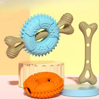 Haustierspielzeug, Knochenförmiges Kau- und Zahndurchbruchspielzeug, Haustier Holz-Kunststoff-Spielzeug, Hundespielzeug-Sets