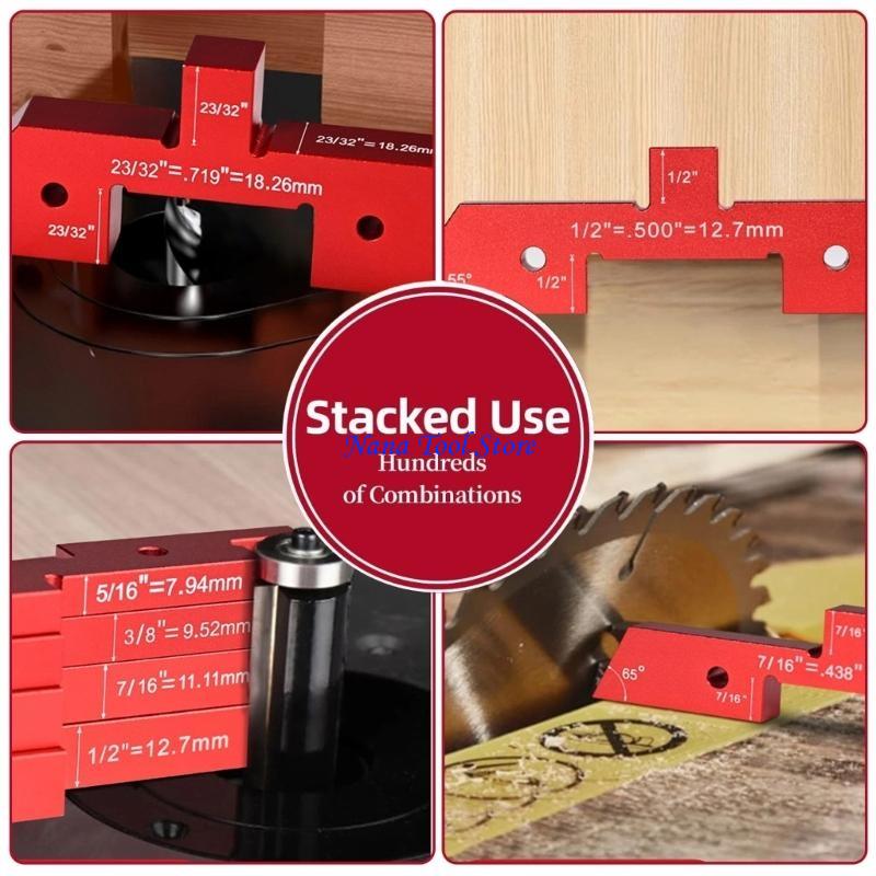 31GJ 14Pcs Router Table Setup Bar Precisions Setup Blocks Height Gauge Set and Angled Woodworking Set Up for Router
