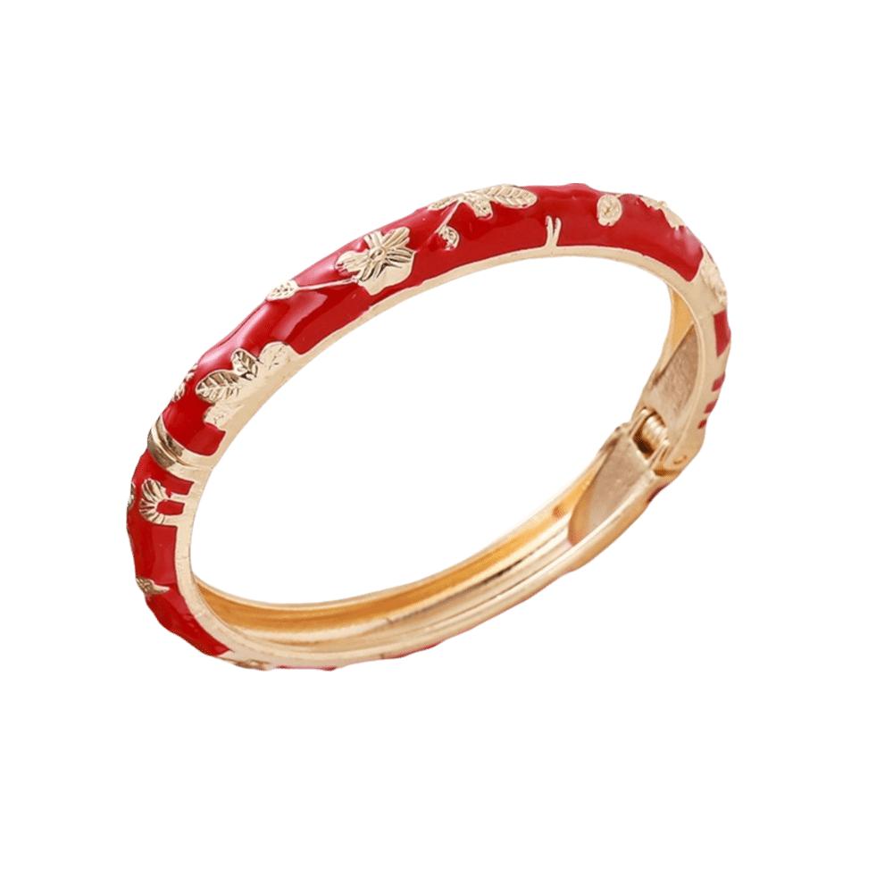 Leaf Floral Pattern Enamel Bangle Bracelet Colorful Drip Cloisonne Bracelet  Beach Vacation