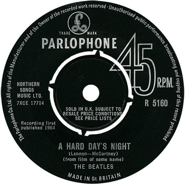 

7-дюймовая пластинка BEATLES - A Hard Day s Night R5160 Parlophone 1964 UK Рок Б/У