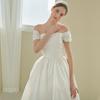 Light Temperament Wedding Dress Retro Shoulder Simple Engagement Registration Dress Travel Photography Small Bride Go Out Together