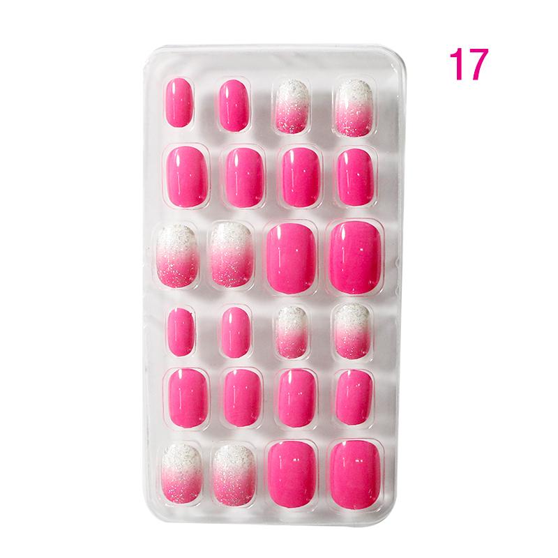 24pcs/box Candy Kids False Nail Cartoon Full Cover Press On Fake Nails Tips Kawaii Acrylic Artificial Fingernails for Girls