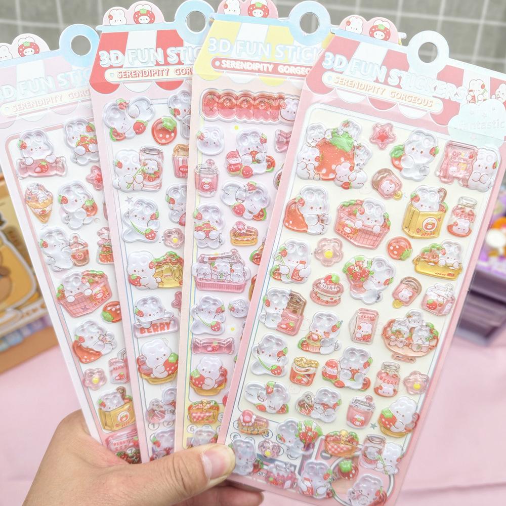Pop Seal 3D Cute Ghost Family Relief Crystal Stereoscopic Cartoon Stickers For Kids Handcraft Phone Album Scrapbook Decoration