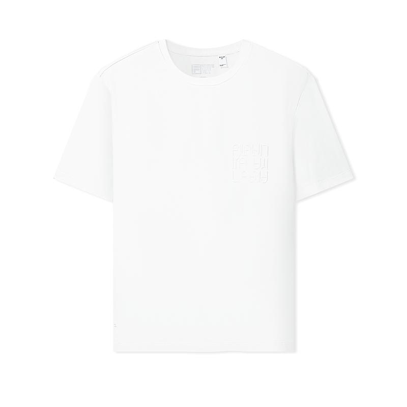 FILA White Moisture Wicking Solid Color Comfortable Crew Neck T-Shirt Men tops F11M633107FWT L
