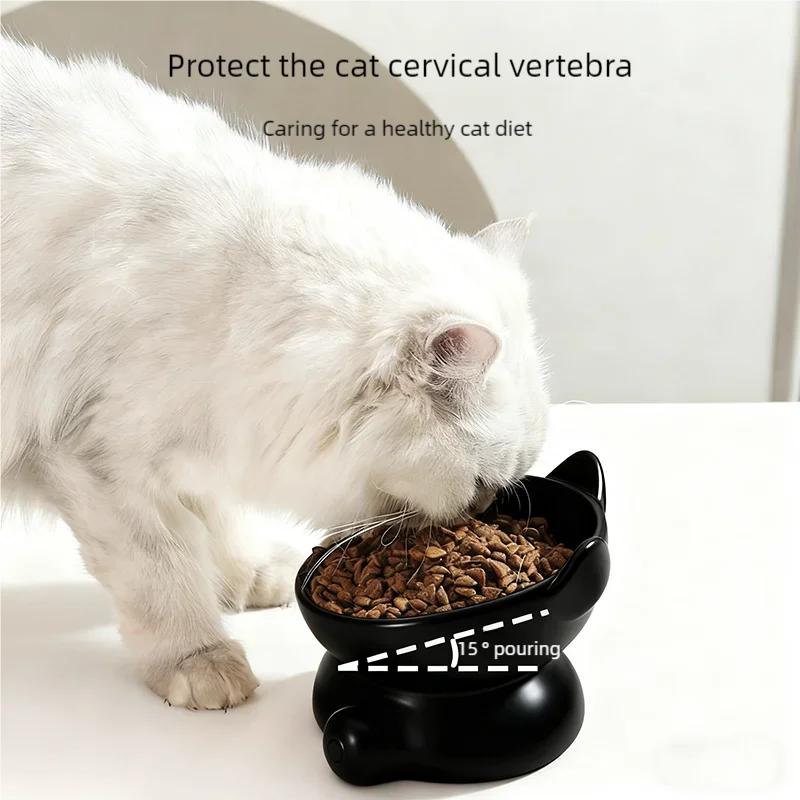 Cat Bowl Pet Accessories Ceramic Diagonal High Feet Cute Protection Cervical Spine Dog Bowl Drink Water Bowl Pet Supplies