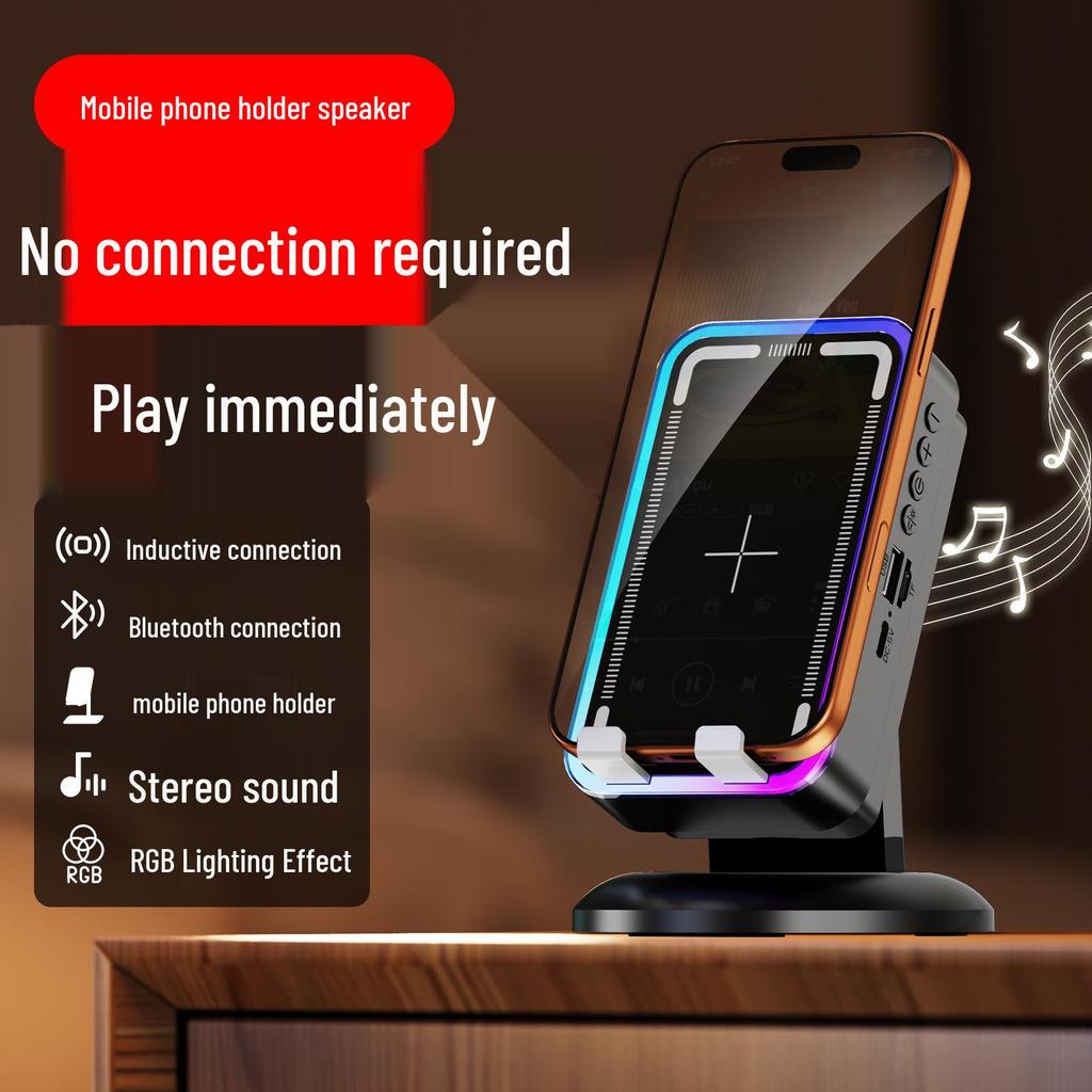 3-in-1 RGB Wireless Charging Stand with Bluetooth Speaker & Phone Holder