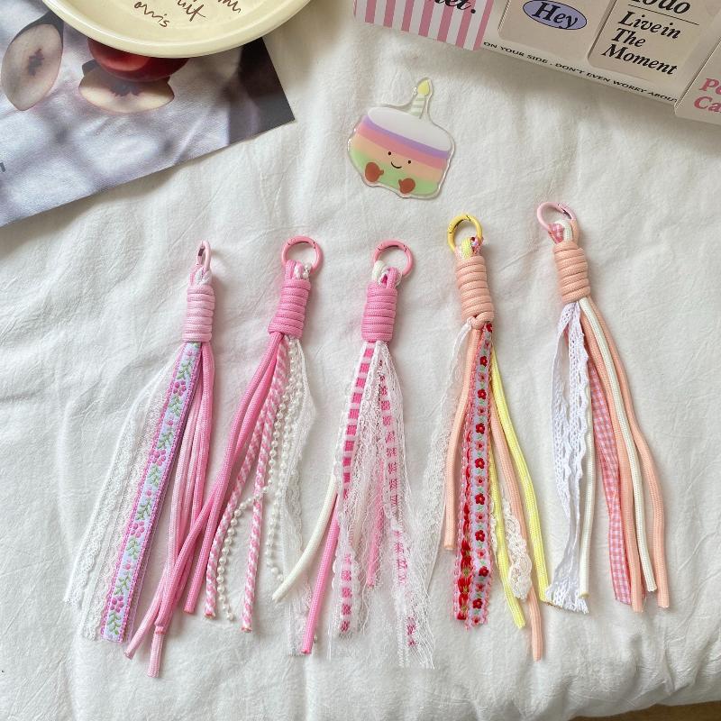 Lace Keychain Braided Rope Charm Pendant Keyring  Simple All-Matching Bag Decoration Jewelry Accessories
