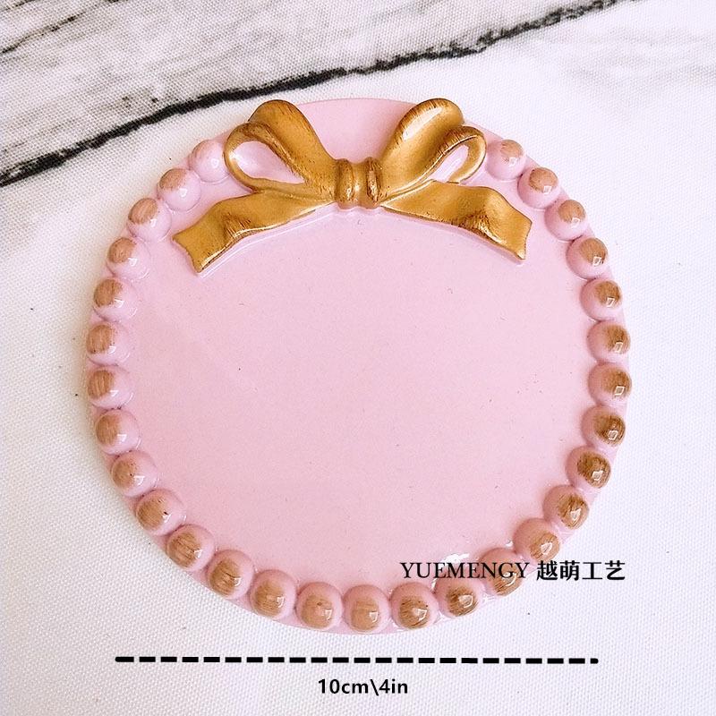 Retro Multicolour Fans You Super Cute Bowknot Small Tray Round Square Jewelry Plate Set   Decoration