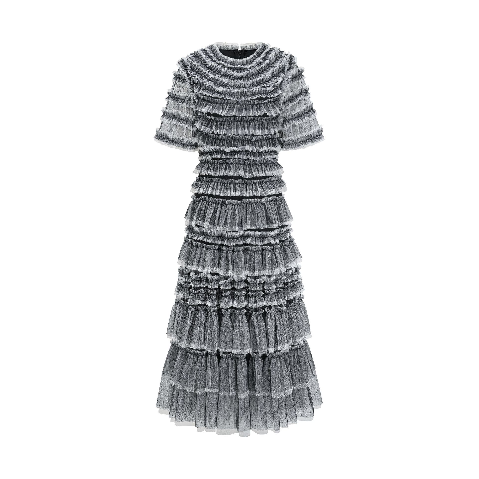 

Платье-торт для подиума Длинное платье Летнее Вечернее Банкетное Платье с листьями лотоса XXL чёрный