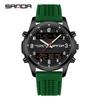 SANDA 9119 Dual Display Steel Belt Watch Men's Double Movement Multi functional Timing Night Light Alarm Clock 5ATM Waterproof-2