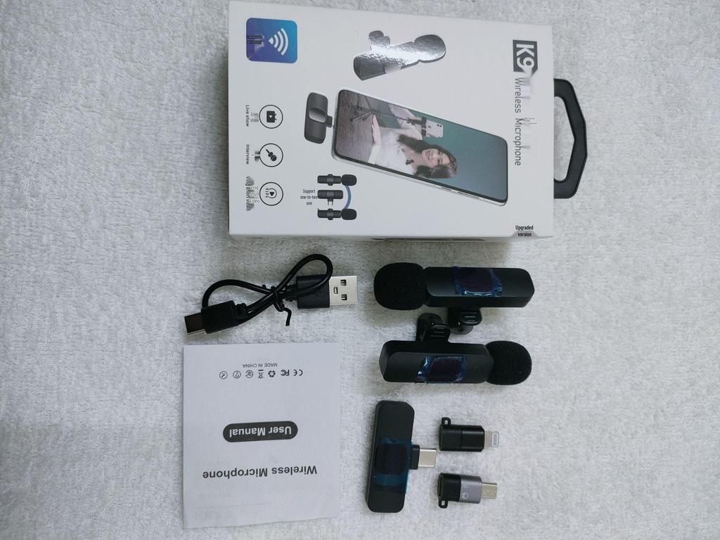 K9 Lavalier Wireless Microphone Duo for Mobile Streaming & Smart Noise Cancelling Audio Recording