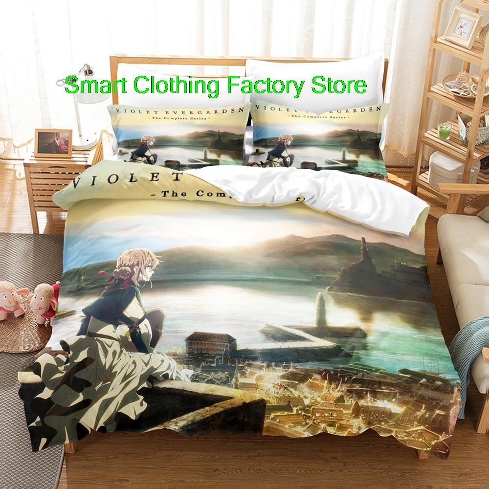 Comforter Single Twin Full Queen King Size Bed Set Teenagers Bedroom s Fashion Bed Violet Evergarden Bedding Set