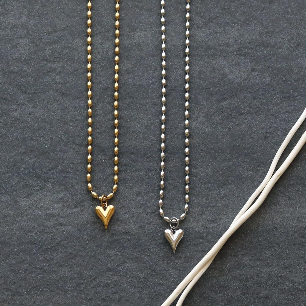 JewelVOX Necklace for Surgical Stainless Ball for Adults [JewelVOX] Women, Steel, Heart, Hypoallergenic, Chain, (Silver)