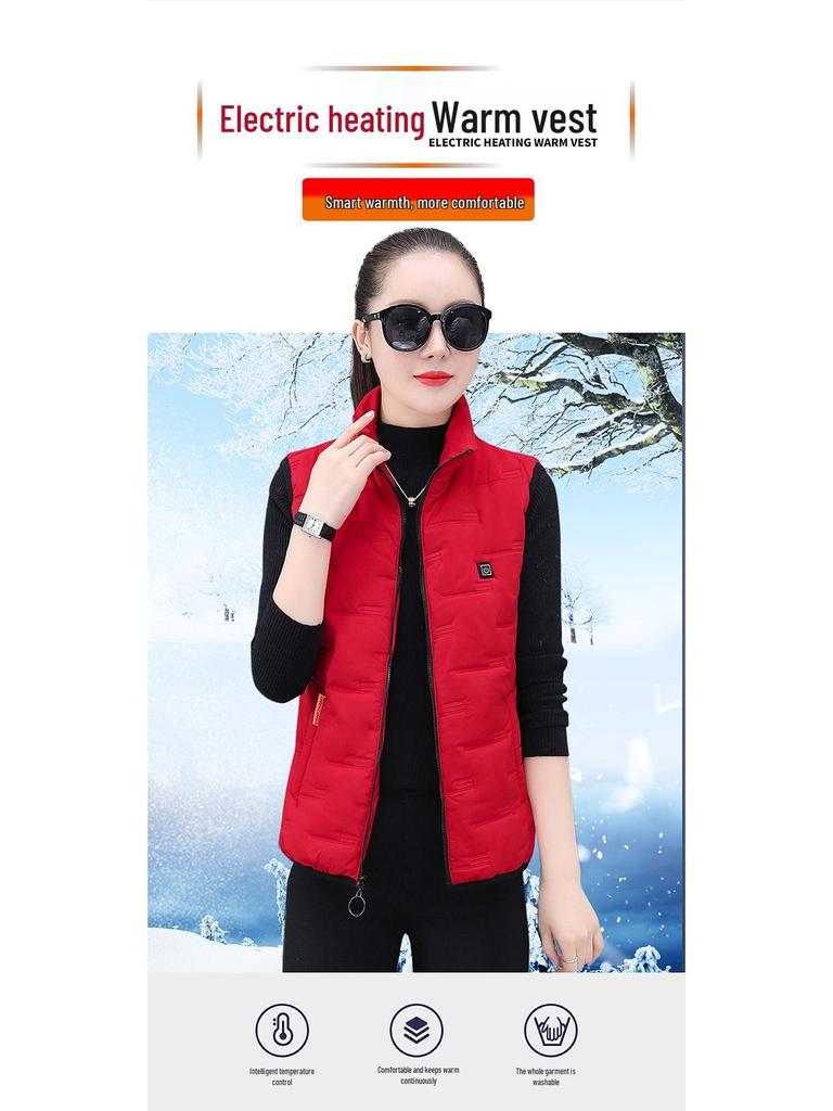 Plus Size Women's Smart Electric Heated Vest with USB Charging - Winter