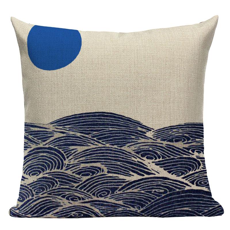 Vintage Surf  Decorative Cushion Covers Japanese Style Pillow Cushion Decor Pillows For Home Custom Crane Fish Sofa Pillowcase