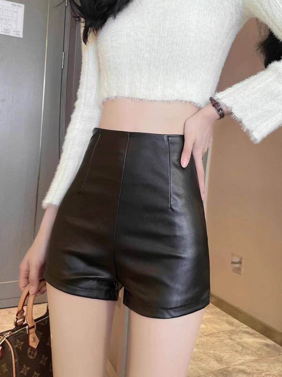 

Женские широкие брюки из искусственной кожи с высокой талией черного цвета - Осень/Зима 2023 года, свободный крой А-силуэта 4XL чёрный