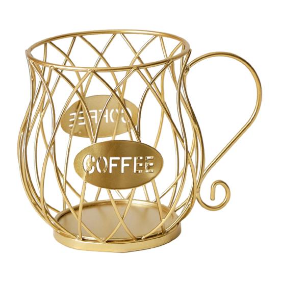 Coffee Pods Holder Mug Shape Coffee Capsule Basket Metal Wire Coffee Pods Organizer for Home Cafe Counter Table Bar
