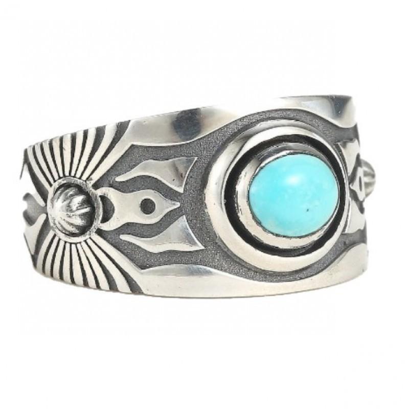 Mens Adjustable Turquoise Tone Ring With Tribal Handmade Vintage Style