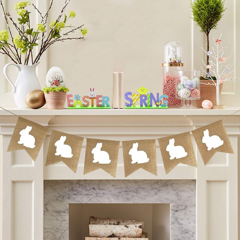 2 Sets Wood Ornaments Easter Decorations Cute Rabbit Handy Installation Letters Birthday Gifts Accessories DIY Kits for Adults