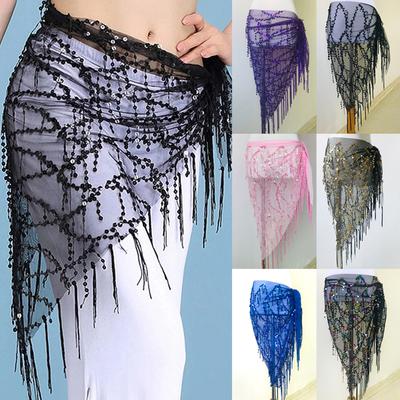 Women Belly Dance Costumes Sequins Tassel Hip Scarf Belly Dancing Waist Chain New Style