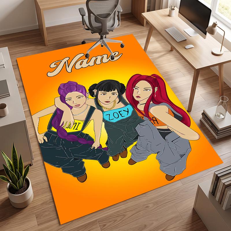 HUNTRIX (68) Personalized Name Office Carpet Stylish Decor for Living Room Bedroom Kitchen