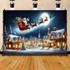 1pc Holiday Party Christmas Background Banner - Santa Claus Sleigh Scene, Holiday Party, Family and Garden Decoration
