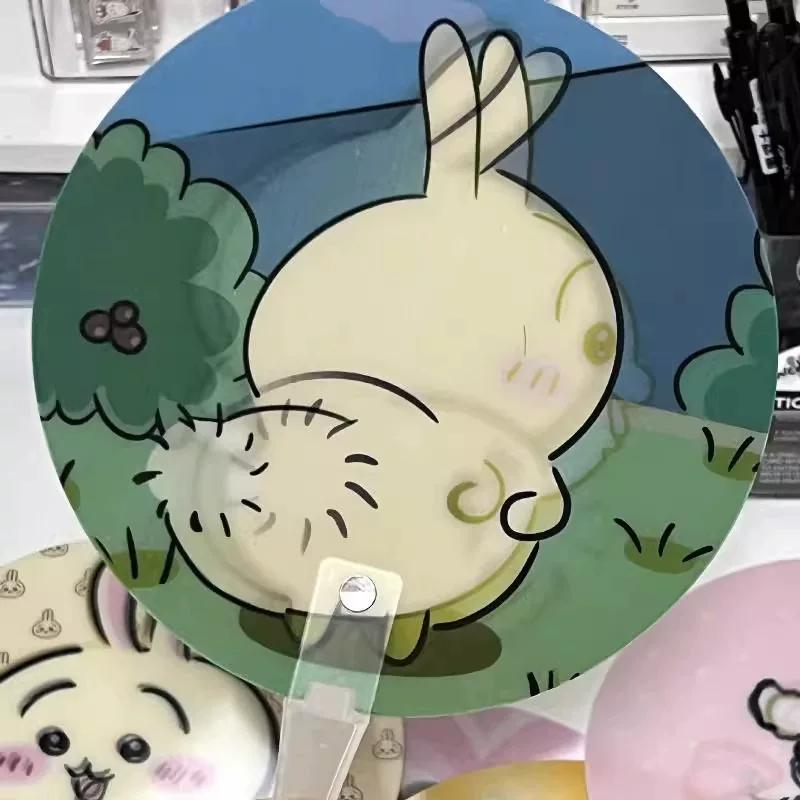 Chiikawa Cartoon Ika Usagi Fan, a Cute Moving Fan with Animation, Summer Hand-Cranked Dynamic Fan