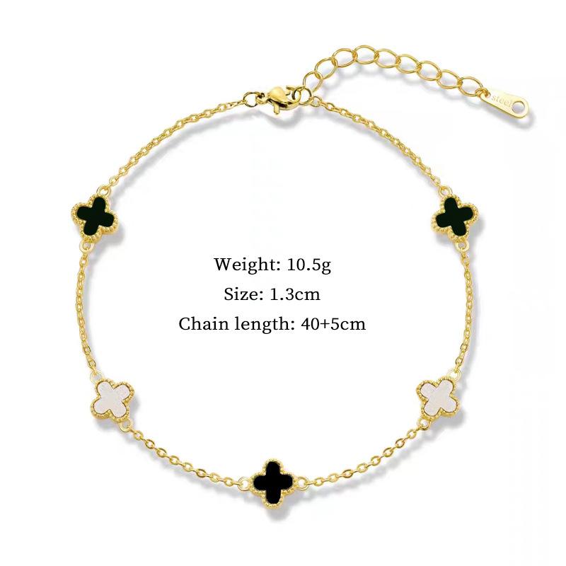 Titanium Steel Lucky Grass Double-Sided Temperament Personalized Minimalist Wind Stove Real Gold Female Collarbone Necklace