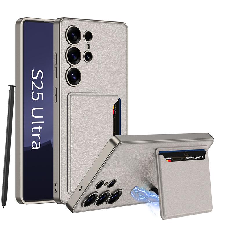 Samsung S25 Ultra High-End Business Leather Case with Card Holder & Stand
