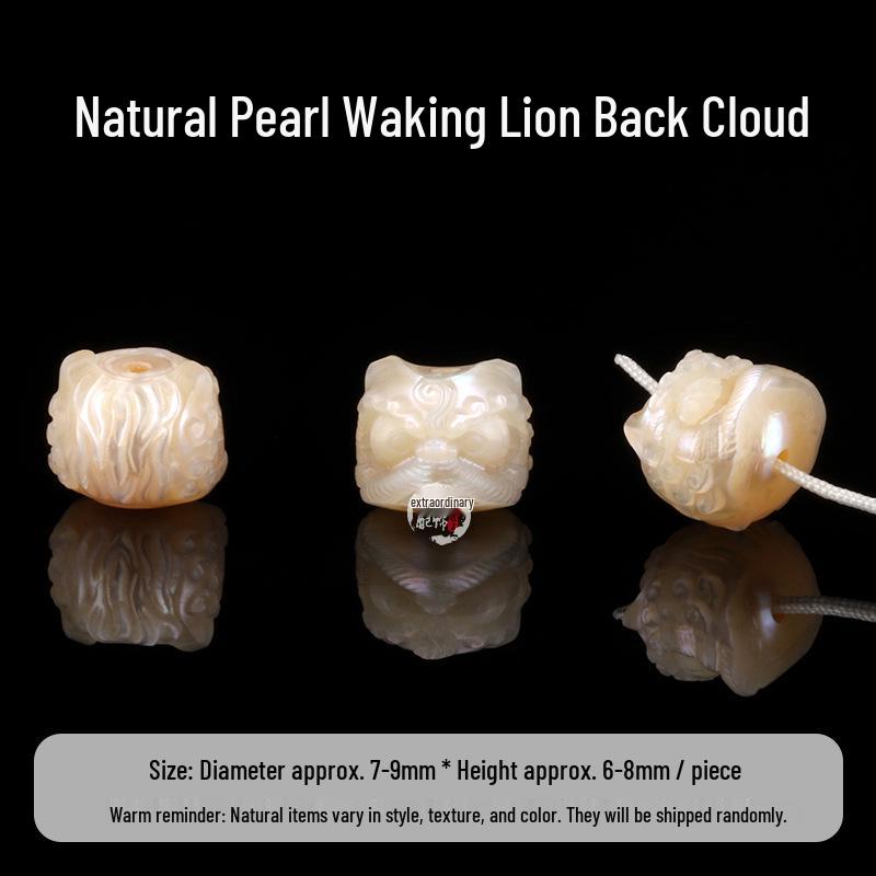 Natural Freshwater Pearl Waking Lion Carved Bracelet with Moon Bodhi and Crystal Beads - DIY Accessories