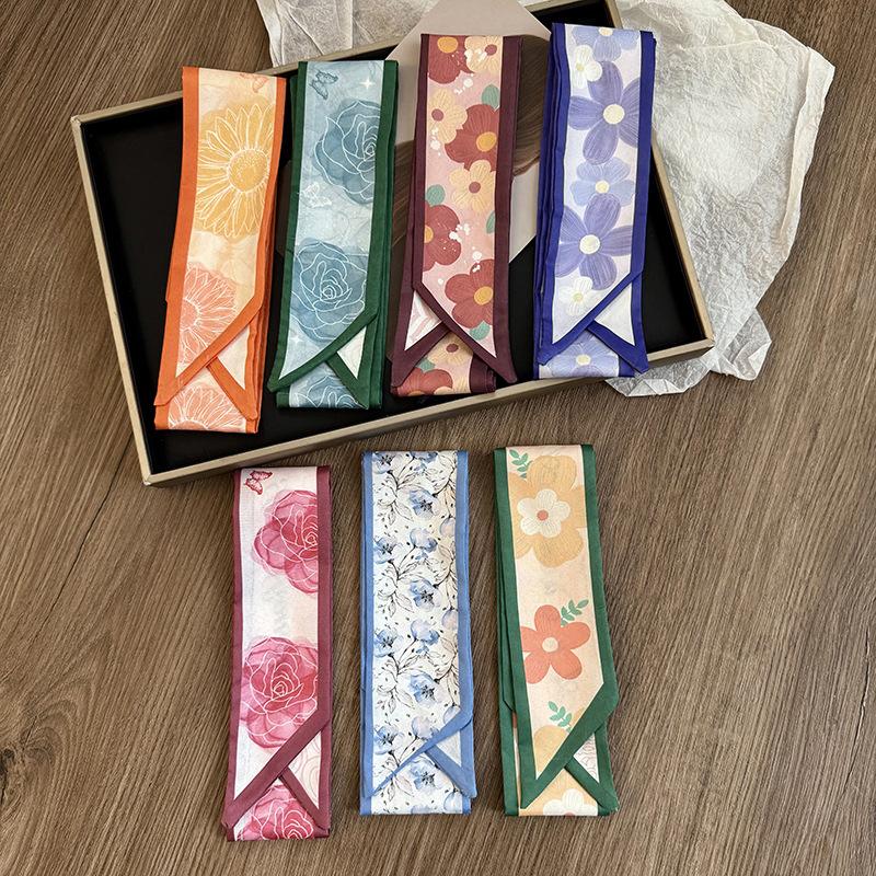 New Luxury Brand Model Small Silk Scarf for Women Hair Band Bag Handbag Handle Ribbon Scarf Neckerchief Headbands Choker