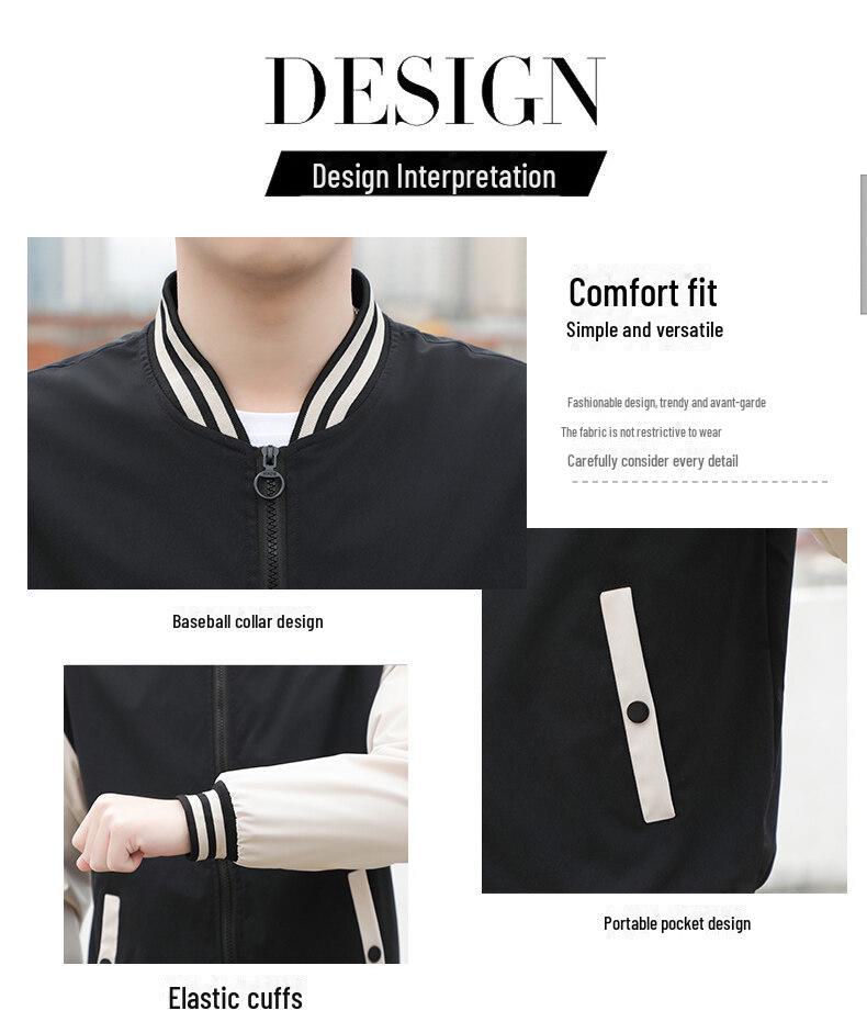Men's Stand-Up Collar Casual Jacket - Youth Student Spring/Autumn Thin Baseball Style