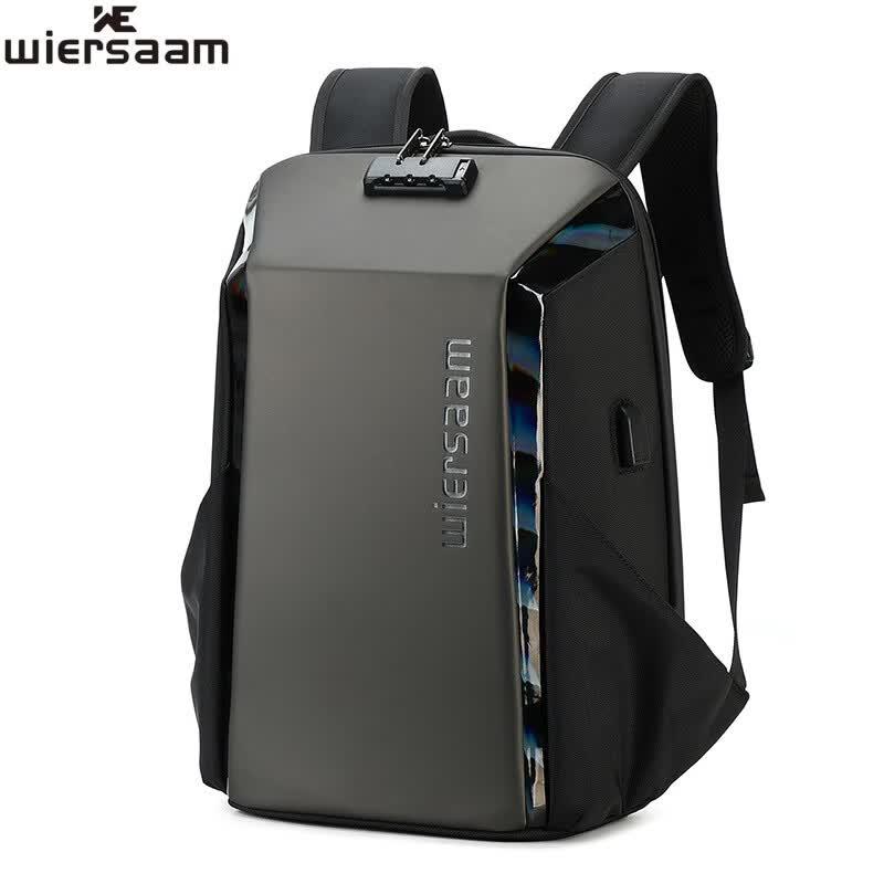 WIERSAAM Men s Business Waterproof Anti-Theft Laptop Backpack