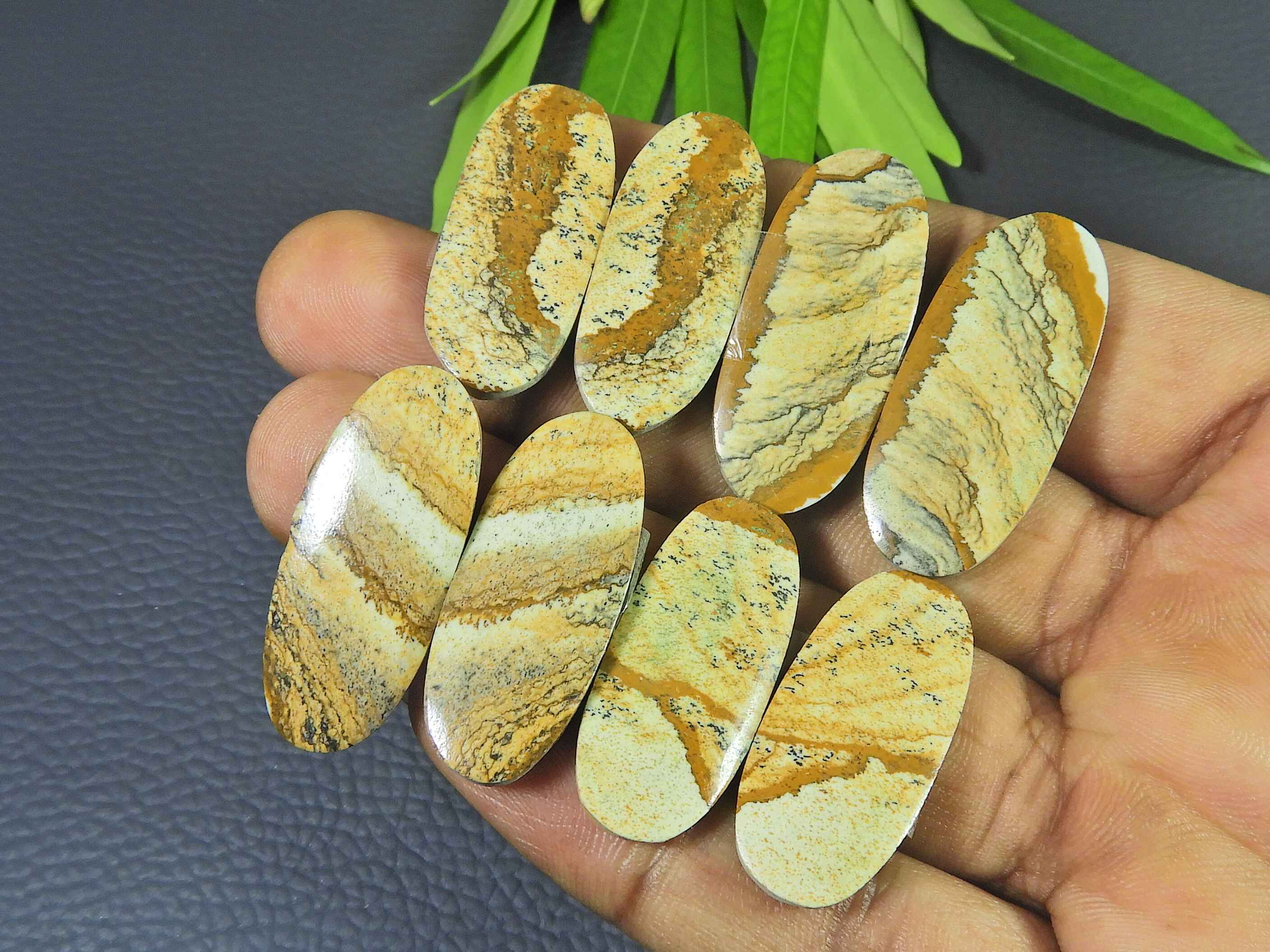 

30-34MM Natural Picture Jasper Matched Pair 4Pair Oval Cabochon Gemstone Lot RQ-2440