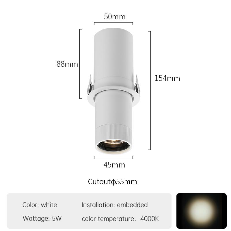 Mini Aluminum Ceiling Spotlight CE/RoHs Certified Modern Downlight Remote Control Dimmable COB LED CRI 97 Commercial Black/White