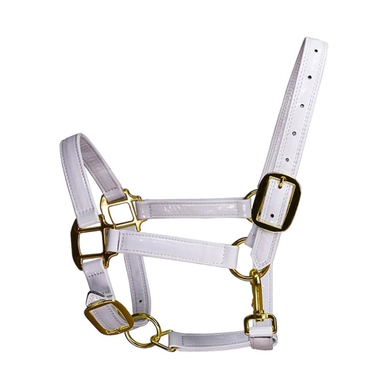 Premium Elegent Leather Horse Headstall Bridle With Metal Buckles Waterproof And Smell Resistant For Equestrians Sports белый