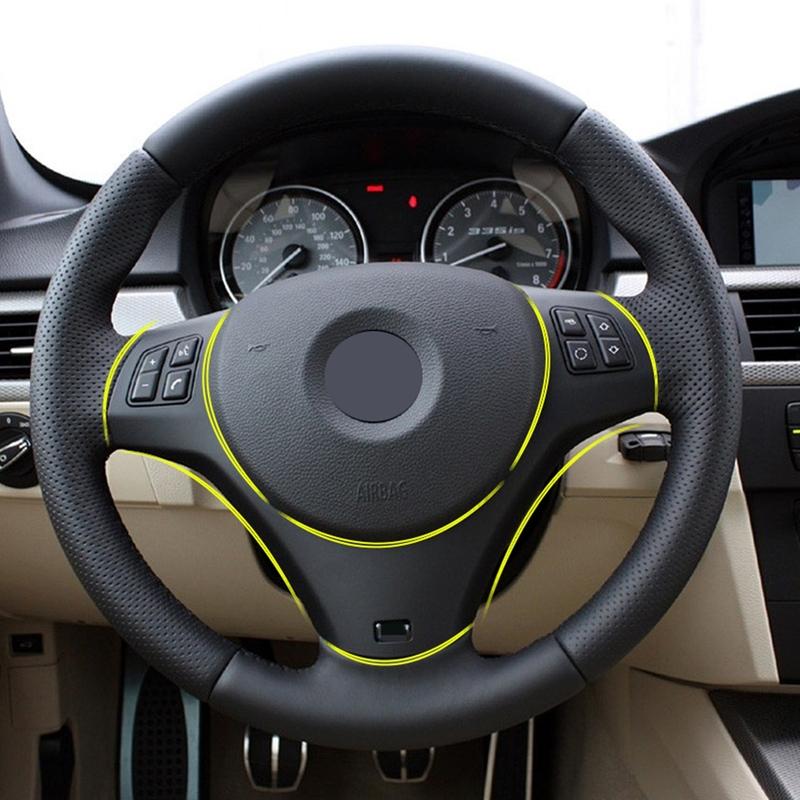 Carbon Fiber Look Interior Steering Wheel Panel Cover Trim Sticker For BMW 3 Seires E90 E91 E92 E93 2005-2012 Advance Versions