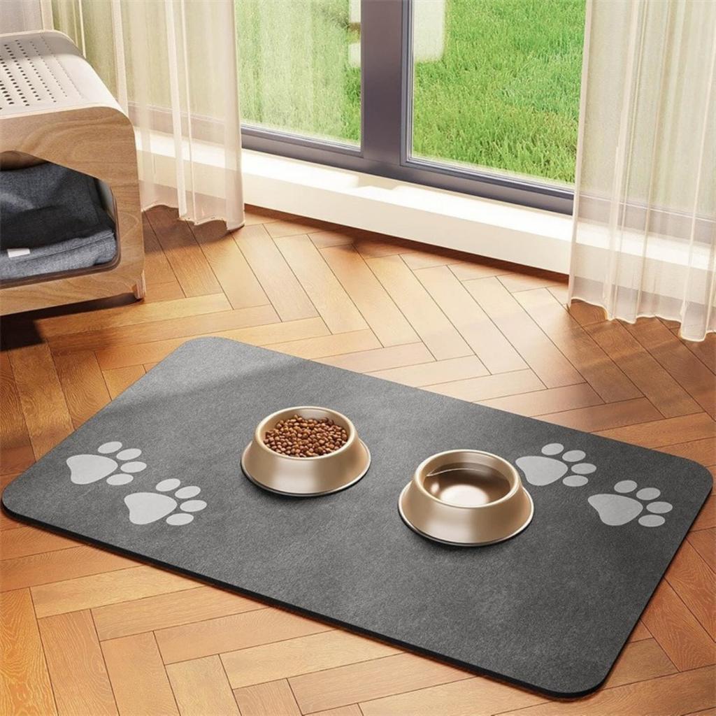 50*80 Quick Drying Diatomaceous Earth Pet Feeding Mat - Splash Proof, Absorbent, Easy To Clean, Suitable for Dogs and Cats, Washable