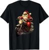 Christmas Santa Riding On A Vintage Motorcycle Bike T-Shirt