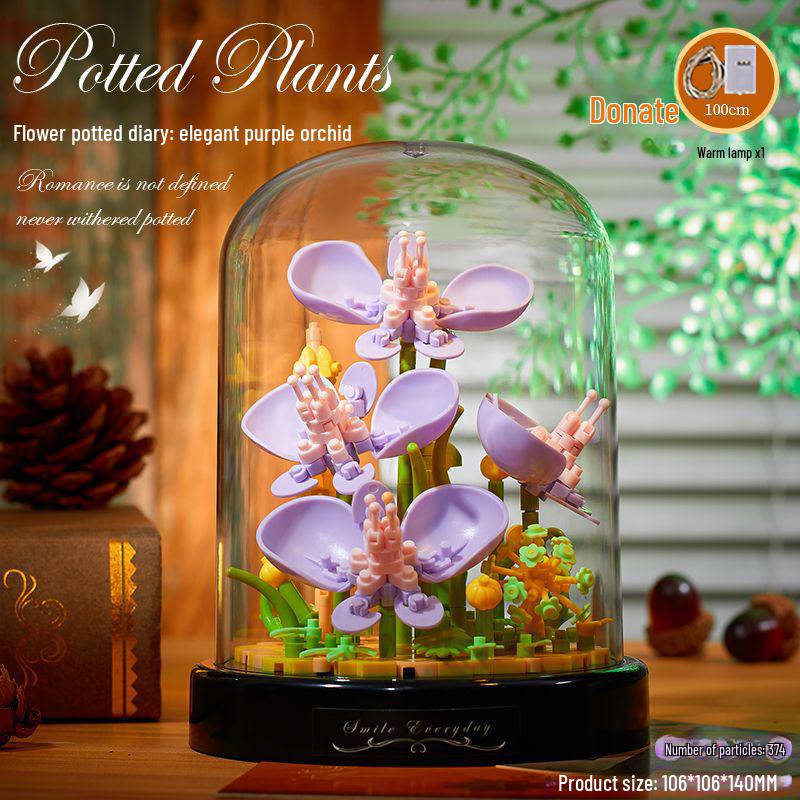 Belledi Eternal Flower Building Blocks: Handmade Educational Toy Bouquet for Valentine's Day Gift