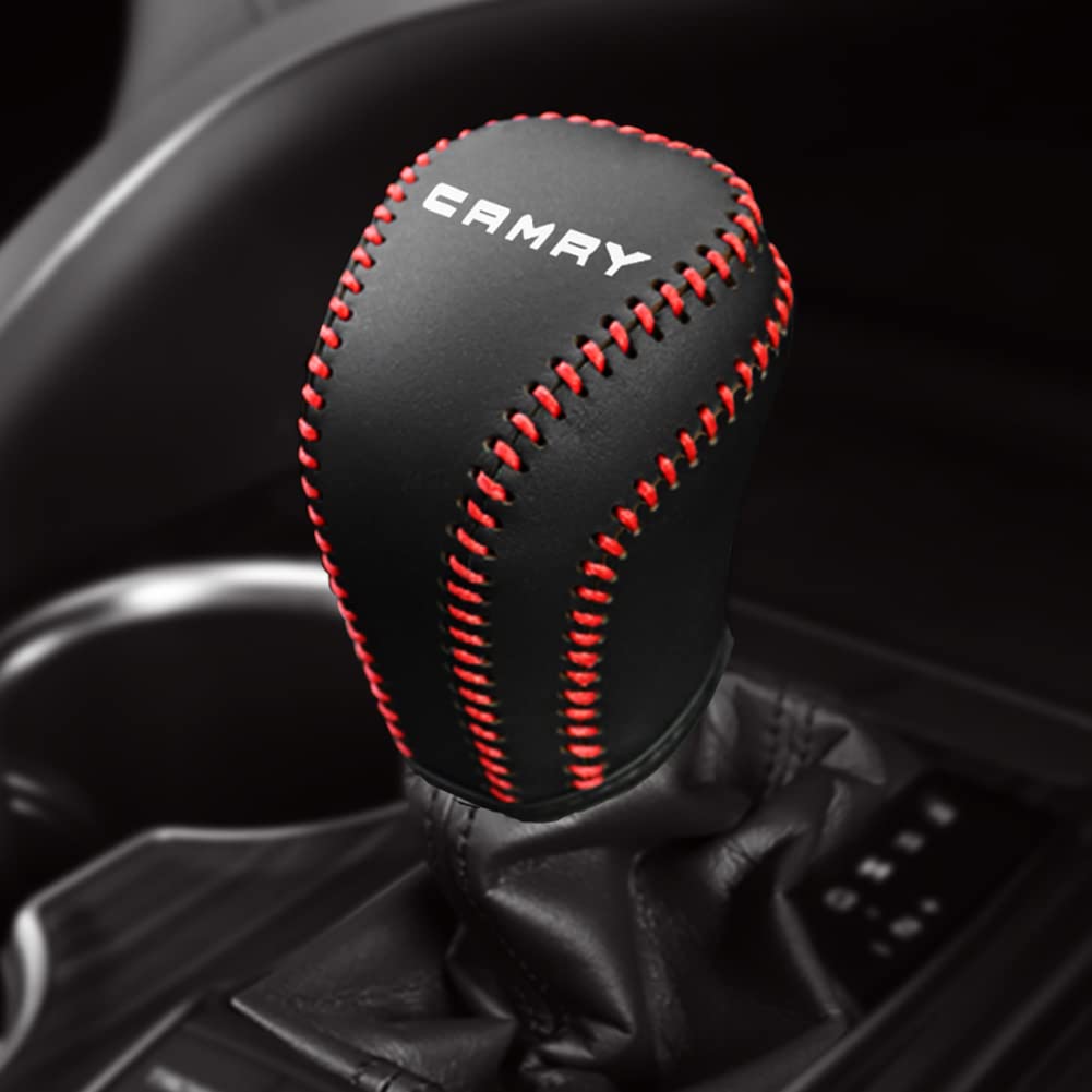 

Kayafar Shift Knob Cover for Toyota Camry 70 Camry Shift Grip Leather Interior CMARY Emblem Protects Against Fingernail Compatible with Camry 70