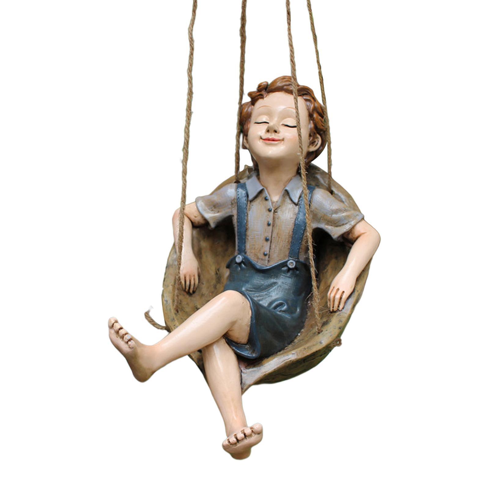 

Garden Walnut Boy Statue Figurine Adorable Hanging Lawn Yard Tree Decoration
