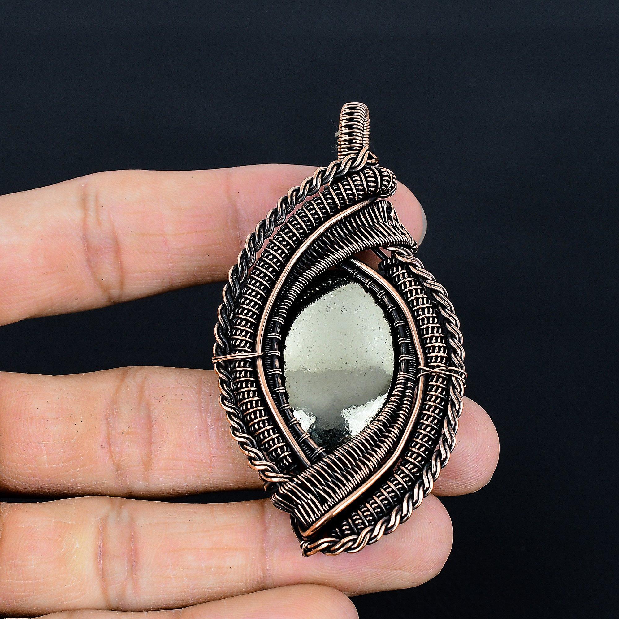 

Golden Apache Pyrite Pendant, 999 Wire Wrapped Jewelry, Gemstone Pendant, Gift For Her Handmade Dainty Jewelry 2.95 Inches