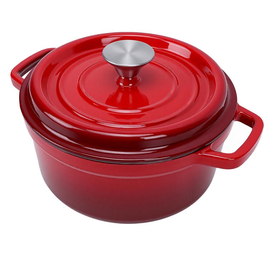 Dutch Oven Round Double Eared Enamel Pot with Lid Double Handle Design for Bread Baking