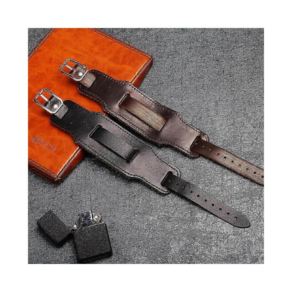 Modello più recente 2025 Bracciale Trendy da Uomo Largo in Vera Pelle Marrone Polsino Largo