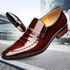REEHEMES Men's British Business Dress Leather Shoes Men's Breathable Pointed Bright Leather Korean Edition Men's Shoes Leather Shoes