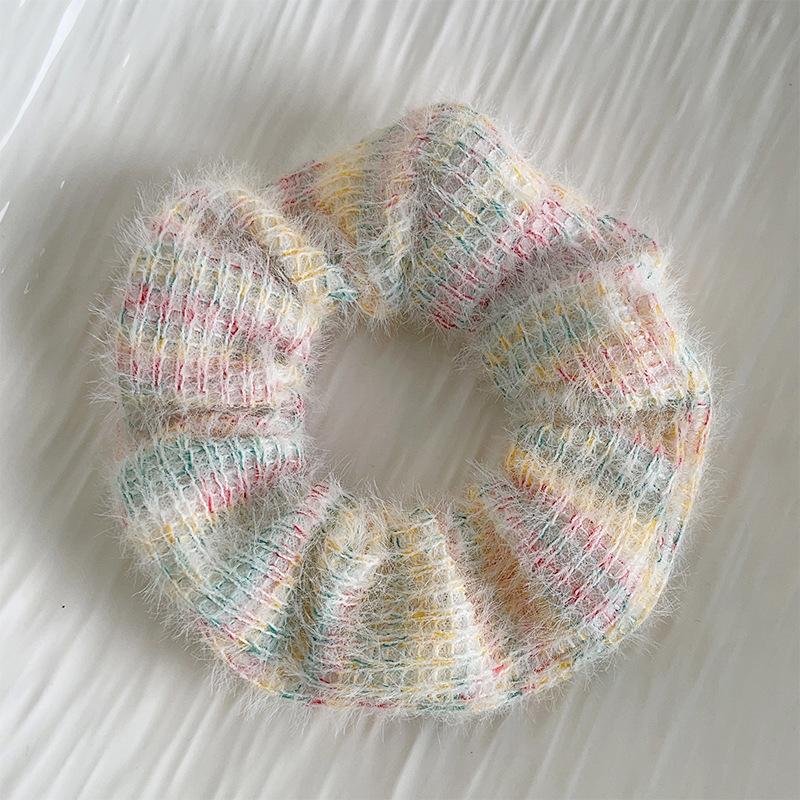 Vintage Solid Color Large Hair Scrunchies For Women Girls  High Absorbency Plush Elastic Hair Rope Sweet Hair Accessories