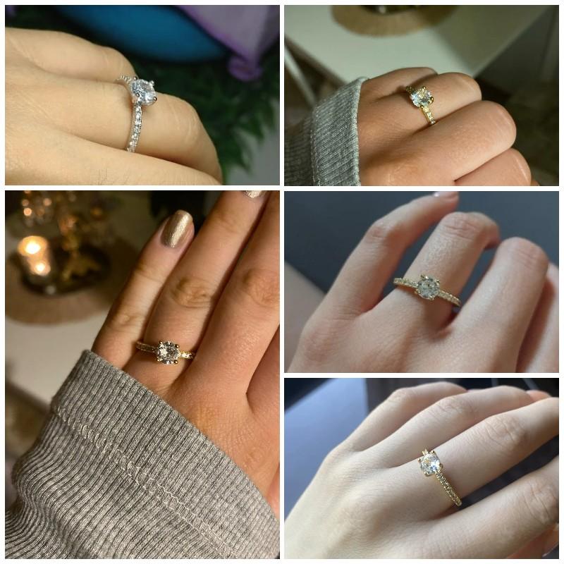 Huitan Wedding Band Eternity Rings Women Brilliant Round Zirconia Luxury Engagement Rings Thin Elegant Female Jewelry