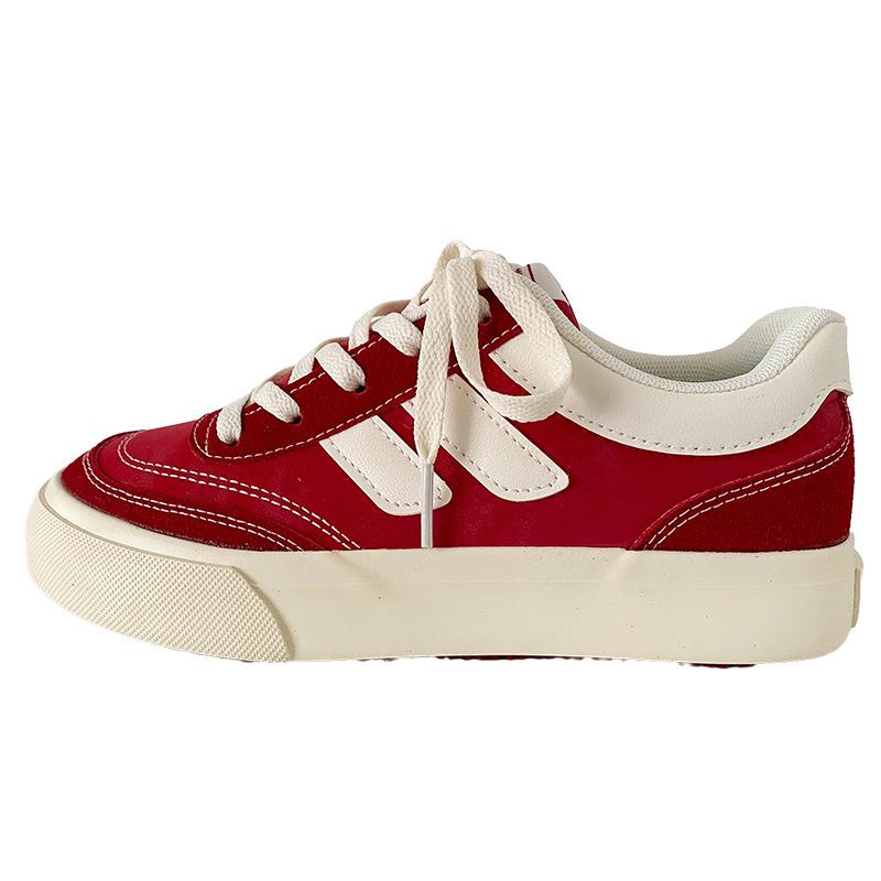 

G1098 latex insole/platform Dexun shoes women s shoes 2025 new niche round head board shoes casual little white shoes 40 червоний