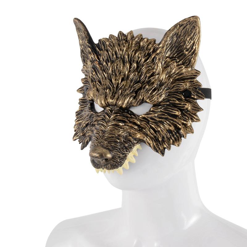 1PC Half Face 3D Animal Mask Cosplay Wolf Head Mask Realistic Costume Accessories Props Werewolf Mask PU Foam